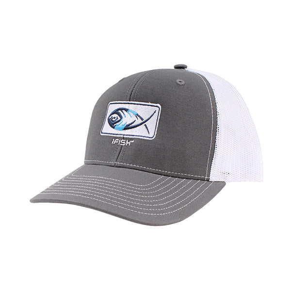 iFish Rectangle Logo Patched Mesh-Back Trucker Hat