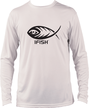 IFISH white long sleeve performance shirt with black logo