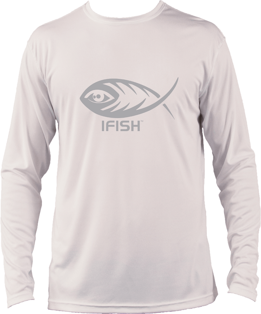 IFISH white long sleeve performance shirt with black logo
